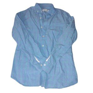 Old Navy Men's Light Blue Plaid Button-Down Shirt